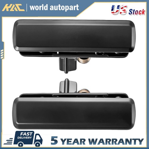 Pair black door handles - door, front
